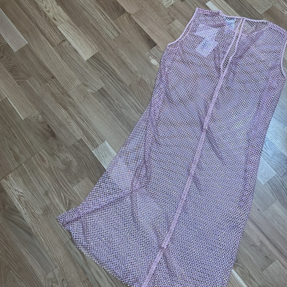 NWT Scanlan Theodore DIAMANTE MESH DRESS PALE PINK - Picture 11 of 13